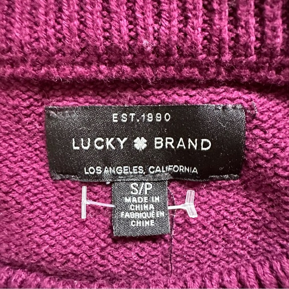 Lucky Sweater Color Block Sweater Maroon Ivory and Grey Women’s Size Small - Picture 10 of 13